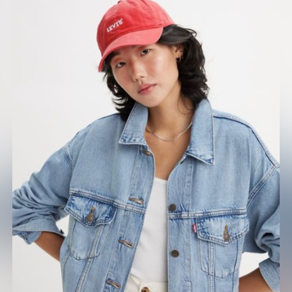 NWT Levi's Women’s PLUS SIZE 2X Trucker Denim Jacket Light Blue Stretchy - Picture 1 of 10